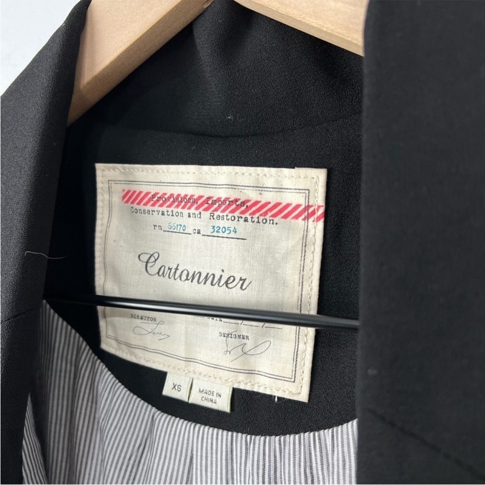 Anthropologie Cartonnier Open Front Blazer Jacket | Black | XS - Picture 3 of 8